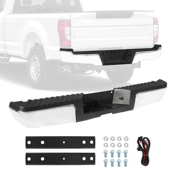 JDMSPEED Chrome w/o Sensor Holes Rear Step Bumper Fit For 2008-2016 Ford F250 Super Duty