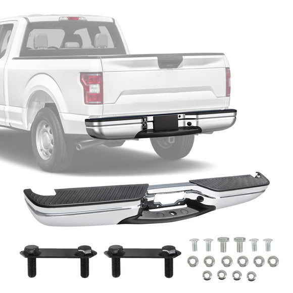 JDMSPEED Chrome Rear Step Bumper Assembly For Ford 97-2004 F-150 97-1999 F-250 Styleside