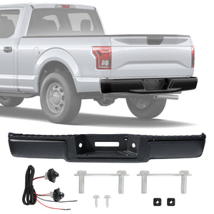 JDMSPEED	Black Rear Setp Bumper w/LED Light For 2004-2006 Ford F150 w/o Sensor Hole