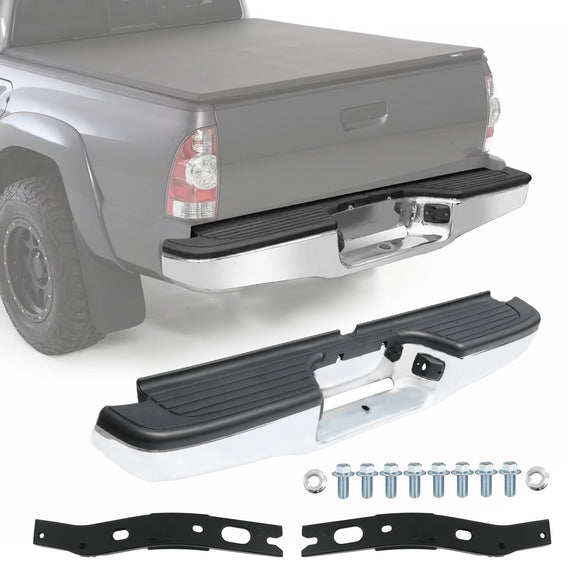 JDMSPEED Chrome Complete Rear Steel Bumper Assembly For Toyota Tacoma pickup 1995-2004