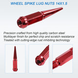 JDMSPEED FOR 6 Lug Chevy GMC Ford Vehicles 24pcs Red M14x1.5 Spike Lug Nuts 4.5 Tall