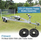 JDMSPEED NEW Electric Trailer Brake 12" x 2" assembly pair set For 7000 lbs axle 21005