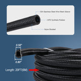 JDMSPEED 20FT 10AN 5/8" Fuel line Hose Fitting Kit Braided Nylon Stainless Steel Oil Gas