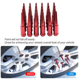 JDMSPEED FOR 6 Lug Chevy GMC Ford Vehicles 24pcs Red M14x1.5 Spike Lug Nuts 4.5 Tall