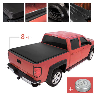 JDMSPEED 8FT Soft Roll Up Tonneau Cover For 2014-2018 Chevy GMC 1500 2500 Long Bed Truck