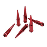 JDMSPEED FOR 6 Lug Chevy GMC Ford Vehicles 24pcs Red M14x1.5 Spike Lug Nuts 4.5 Tall