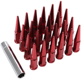 JDMSPEED FOR 6 Lug Chevy GMC Ford Vehicles 24pcs Red M14x1.5 Spike Lug Nuts 4.5 Tall