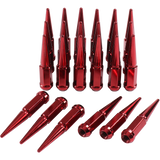 JDMSPEED FOR 6 Lug Chevy GMC Ford Vehicles 24pcs Red M14x1.5 Spike Lug Nuts 4.5 Tall