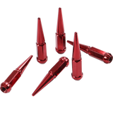 JDMSPEED FOR 6 Lug Chevy GMC Ford Vehicles 24pcs Red M14x1.5 Spike Lug Nuts 4.5 Tall