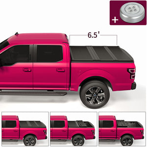 JDMSPEED Hard Solid Tri-Fold Tonneau Cover For 1999-2018 Ford F250 Super Duty 6.5ft Bed