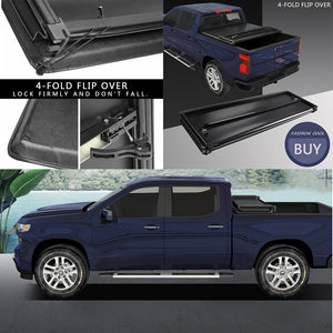 JDMSPEED 4-Fold Soft Tonneau Cover For 2005-2015 Toyota Tacoma Pickup 6ft (72") Bed