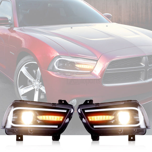 JDMSPEED For 2011-2014 Dodge Charger Headlights LED Sequential Turn Indicator 2015 Model